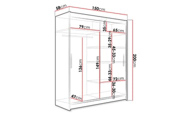 Leila Garderob 150 cm Skjutdörrar - Beige/Trä/Natur - Products - Förvaring - Garderober & garderobssystem - Garderobsskåp