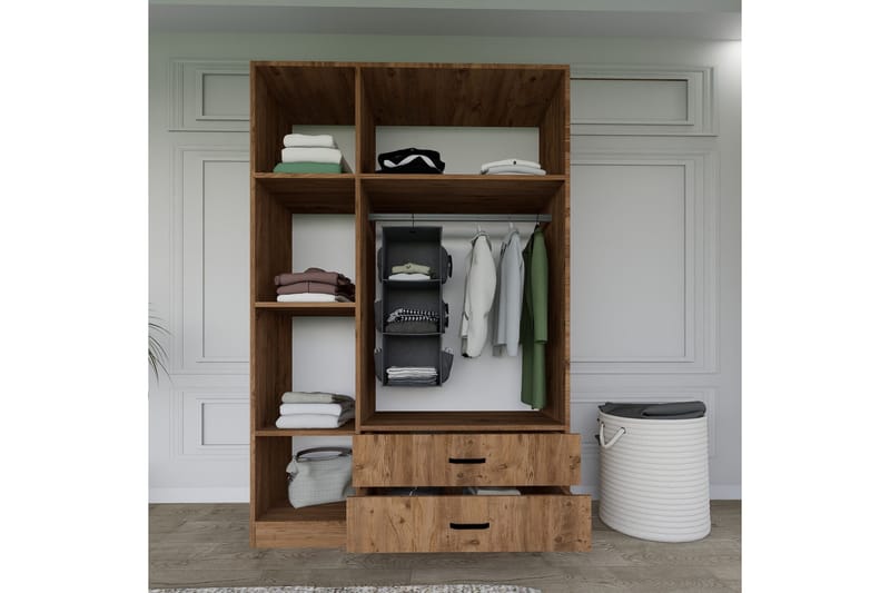 Yaman Garderob 120x181 cm - Valnöt - Products - Förvaring - Garderober & garderobssystem - Garderobsskåp