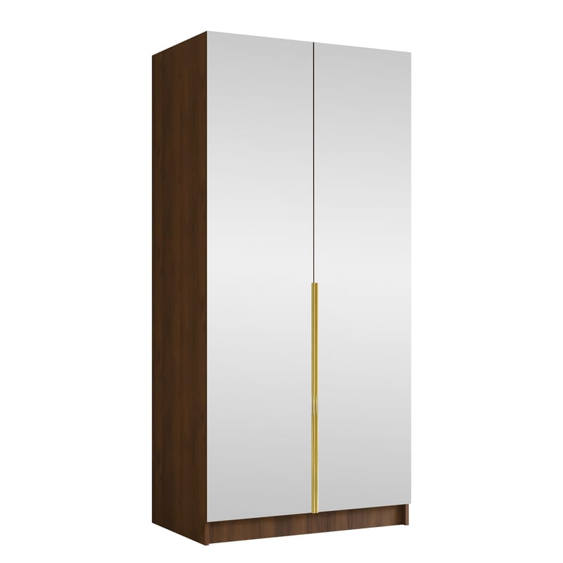 Herrljunga Garderob med Spegel 100x215 cm, Guld/Spegel