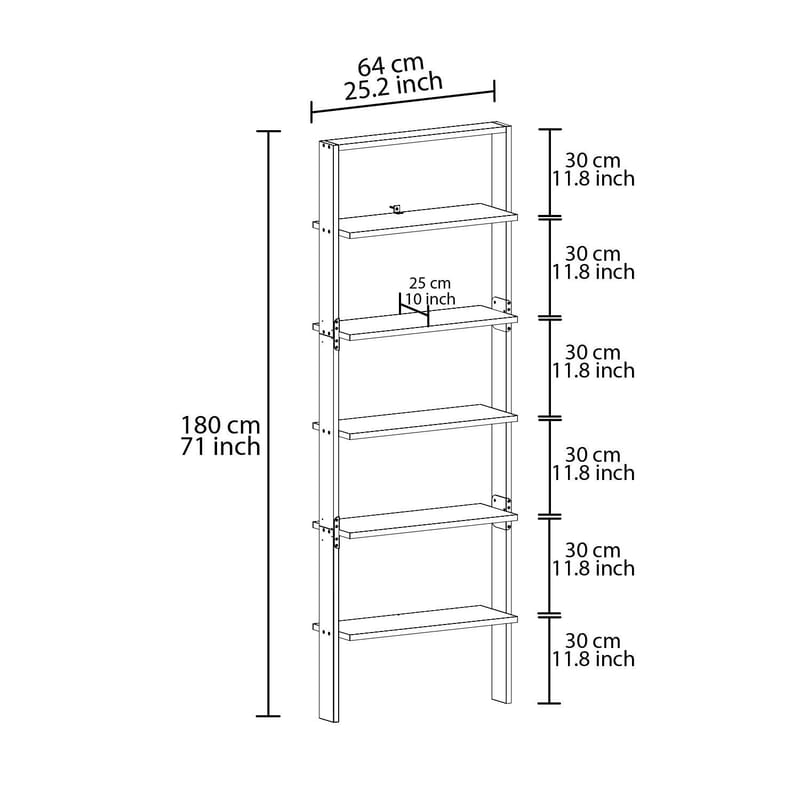 Branik Bokhylla 61x180x25 cm - Antracit och antik valnöt - Products - Förvaring - Hylla - Bokhylla