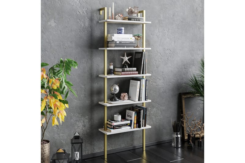 Brinkelid Bokhylla - Vit/Marmor - Products - Förvaring - Hylla - Steghylla & trapphylla