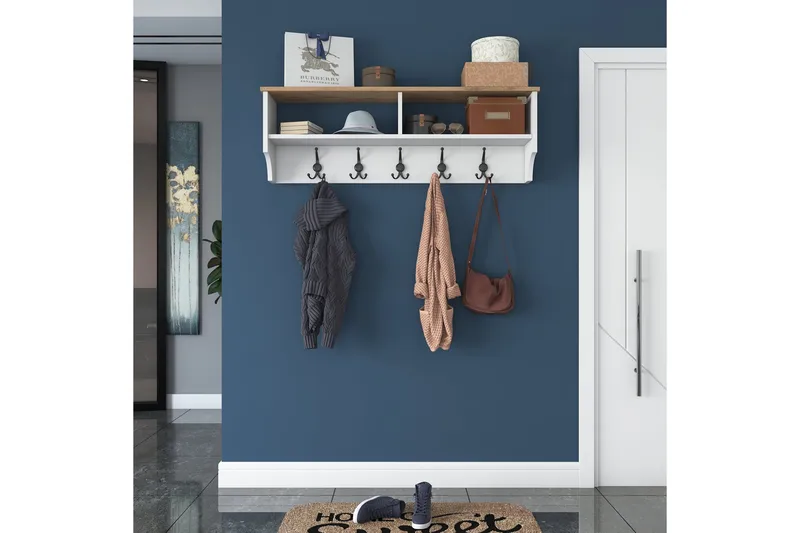 Caraway Hatthylla 120x22,2 cm Vit/Brun - Hanah Home - Products - Förvaring - Hylla - Hatthylla