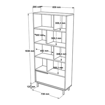 Nilena Bokhylla 83,9x175,6x29,5 cm - Ek och vitt - Products - Förvaring - Hylla - Bokhylla