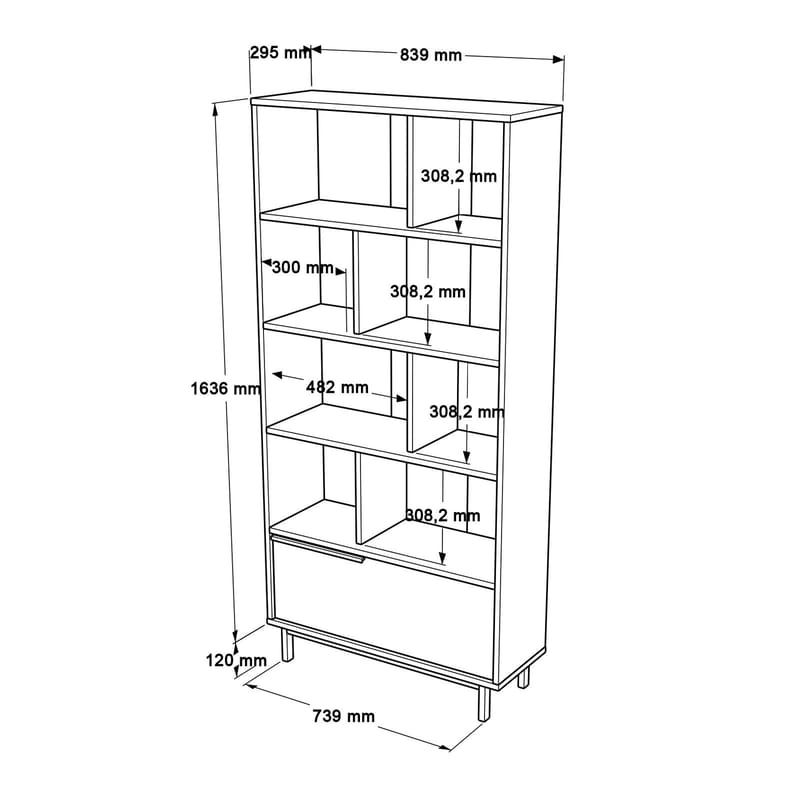 Nilena Bokhylla 83,9x175,6x29,5 cm - Ek och vitt - Products - Förvaring - Hylla - Bokhylla