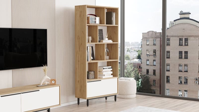 Nilena Bokhylla 83,9x175,6x29,5 cm - Ek och vitt - Products - Förvaring - Hylla - Bokhylla