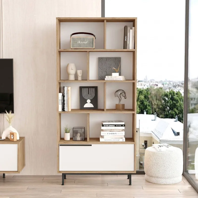 Nilena Bokhylla 83,9x175,6x29,5 cm - Ek och vitt - Products - Förvaring - Hylla - Bokhylla