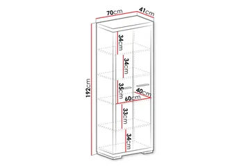 Vegas Bokhylla 70x40,5x192 cm LED-belysning - Beige/Grå - Products - Förvaring - Hylla - Bokhylla