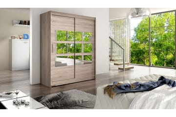 Leila Garderob 150 cm Skjutdörrar Delad Spegel - Ek/Tryffel/Spegel - Products - Förvaring - Garderober & garderobssystem