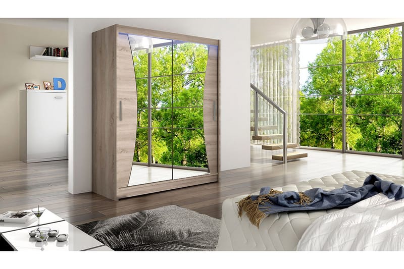 Leila Garderob med Spegel 150x200 cm - Beige - Products - Förvaring - Garderober & garderobssystem