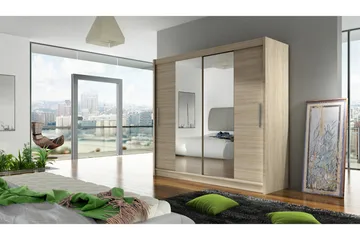 Prag Garderob med Skjutdörrar Smal - Ek / Spegel - Products - Förvaring - Garderober & garderobssystem