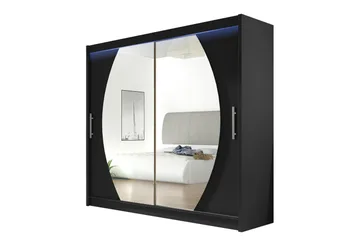 Prag Garderob med Spegel 180x215 cm - Svart - Products - Förvaring - Garderober & garderobssystem