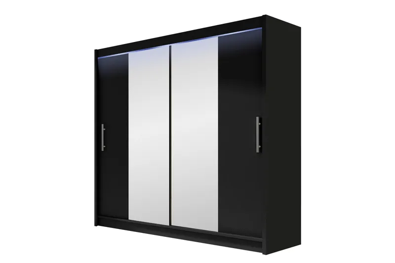 Prag Garderob med Spegel 180x215 cm, Svart