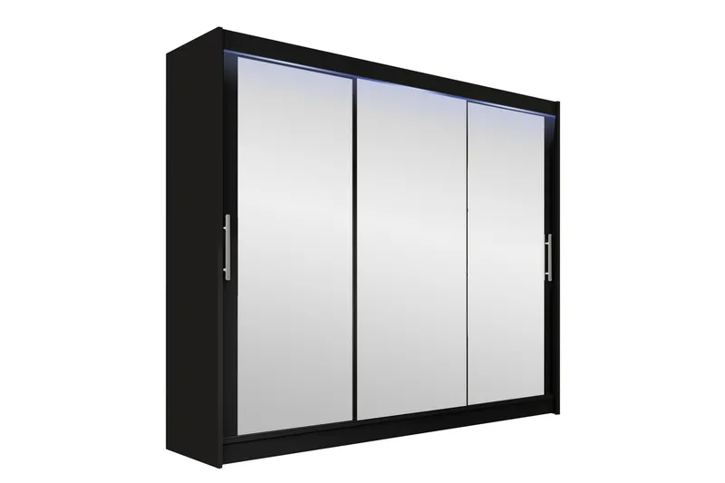 Sia Garderob med Spegel 250x215 cm, Svart