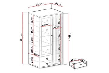 Aldbrough Vitrinskåp 40,6 djup 86,4 cm bred 191 cm hög Trä Glas - Trä/Svart - Products - Förvaring - Skåp - Vitrinskåp