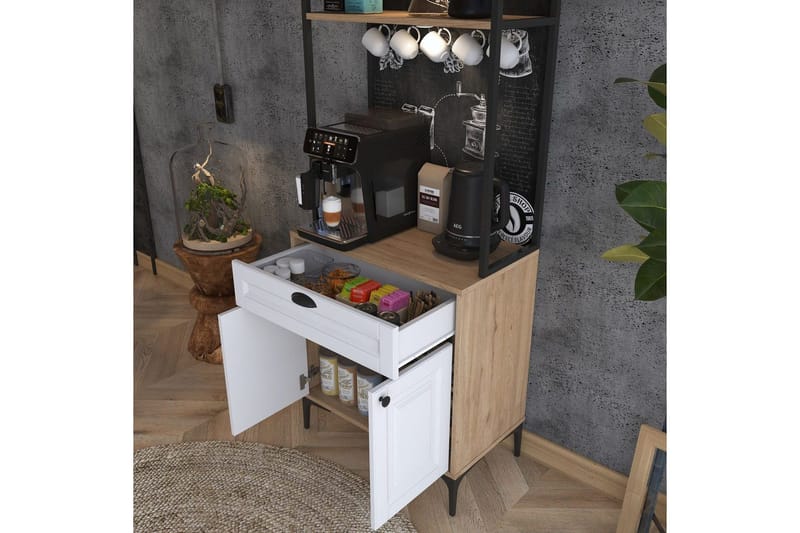 Flerfunktionsskåp Cerreta 157 Valnöt / Vit - Vit/Mörkfärgat trä - Products - Förvaring - Skåp - Förvaringsskåp
