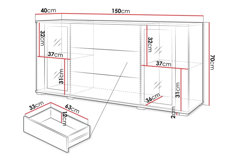 Gamal Skänk 150x40 cm - Brun/Vit - Products - Förvaring - Förvaringsmöbler - Sideboard & skänk