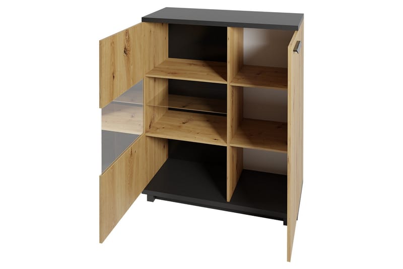 Ingram Vitrinskåp 40x90 cm - Ek/Svart - Products - Förvaring - Skåp - Vitrinskåp