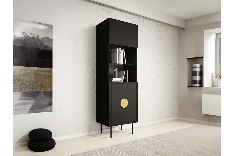 Juniskär Vitrinskåp 40 cm djup 60 cm bred 190 cm hög Mörkt Trä - Svart - Products - Förvaring - Skåp - Vitrinskåp