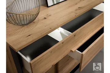 Quant Vitrinskåp 41 cm djup 76 cm bred 195 cm hög Trä - Ek/Svart - Products - Förvaring - Skåp - Vitrinskåp