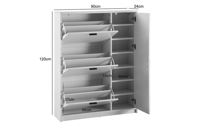 Skoskåp Wohnling med 3 fällbara fack 1 dörr melaminbelagd MDF modern - Products - Förvaring - Skåp - Förvaringsskåp