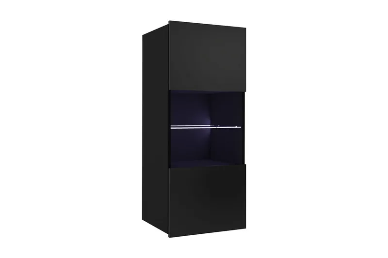 Tessan Vitrinskåp 45x32x117 cm, Svart/Vit Led-Belysning