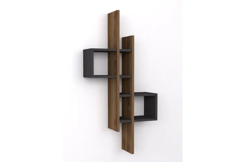 Estetal Vägghylla 54x20 cm 8 Hyllor - Natur/Antracit - Products - Förvaring - Småförvaring - Väggförvaring