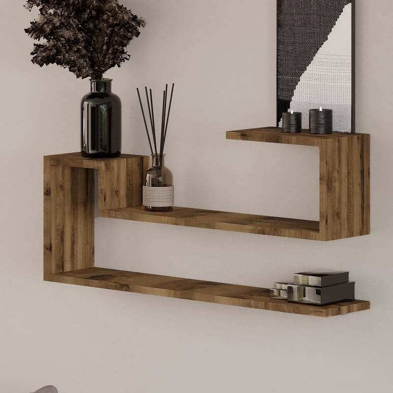 Melto Vägghylla 90x41,2x17 cm - Antik valnöt - Products - Förvaring - Småförvaring - Väggförvaring