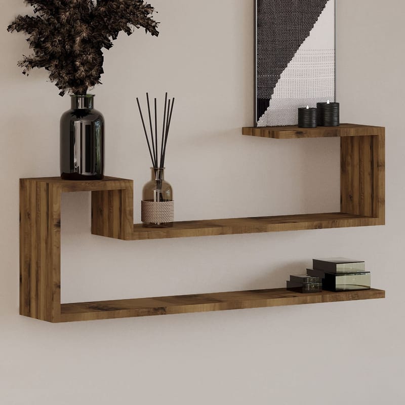 Melto Vägghylla 90x41,2x17 cm - Antik valnöt - Products - Förvaring - Småförvaring - Väggförvaring