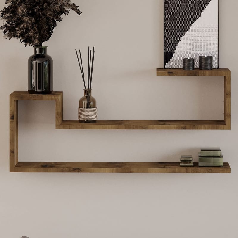 Melto Vägghylla 90x41,2x17 cm - Antik valnöt - Products - Förvaring - Småförvaring - Väggförvaring