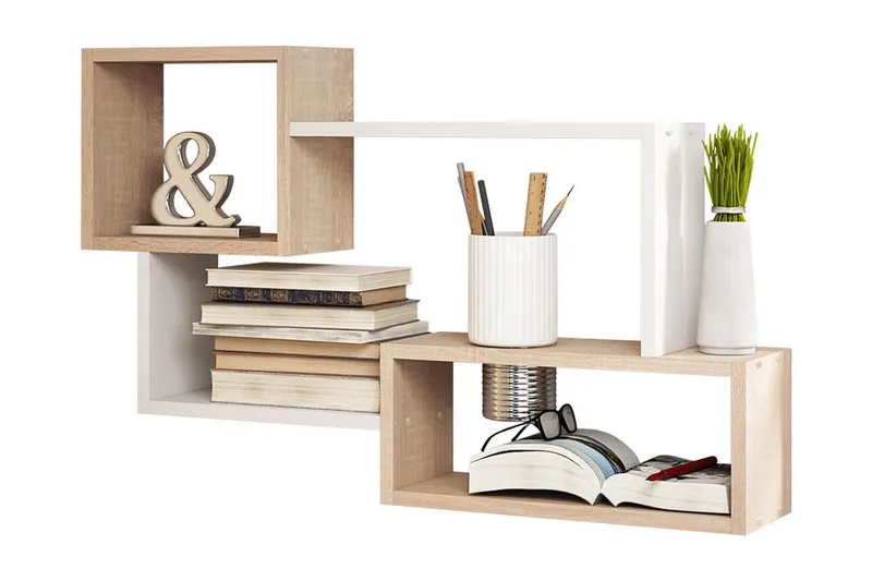 Trio Vägghylla 87x18x54 cm, Beige