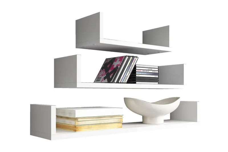 Trio Vägghylla, Grå/Vit