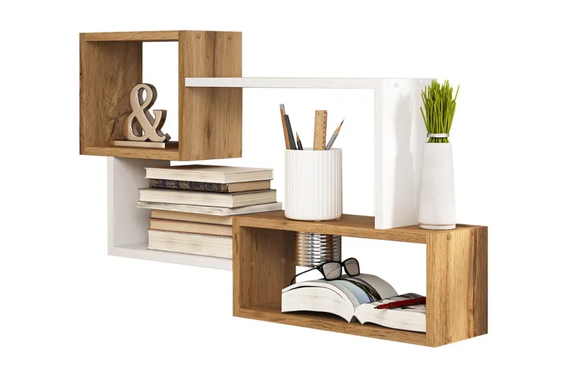 Triorana Hylla 87 cm, Natur/Vit