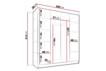 Vadstena Garderob med Spegel 200 cm - Kashmir/Guld - Products - Förvaring - Garderober & garderobssystem