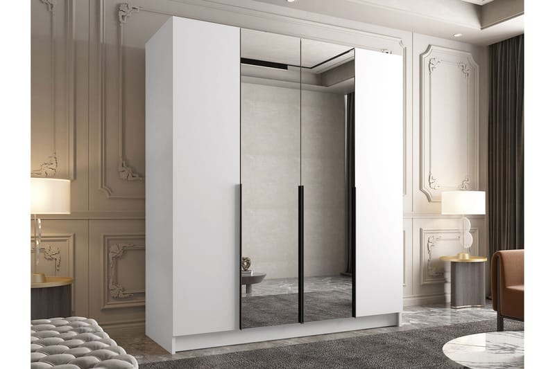 Vadstena Garderob med Spegel 200 cm - Vit/Svart - Products - Förvaring - Garderober & garderobssystem