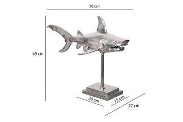 Dekorativ figur Wohnling Dekorhaj 70 cm aluminium, maritim stil Silver - Silver - Products - Inredning - Dekoration & inredningsdetaljer