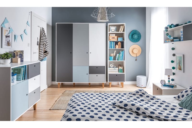 Concept Garderob Vit/Mörkgrå/Natur - VOX - Products - Möbler - Barnmöbler - Förvaring barnrum - Barngarderob