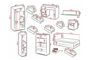 Rathmore Möbelset För Barnrum - Svart - Products - Möbler - Barnmöbler - Barnmöbelset