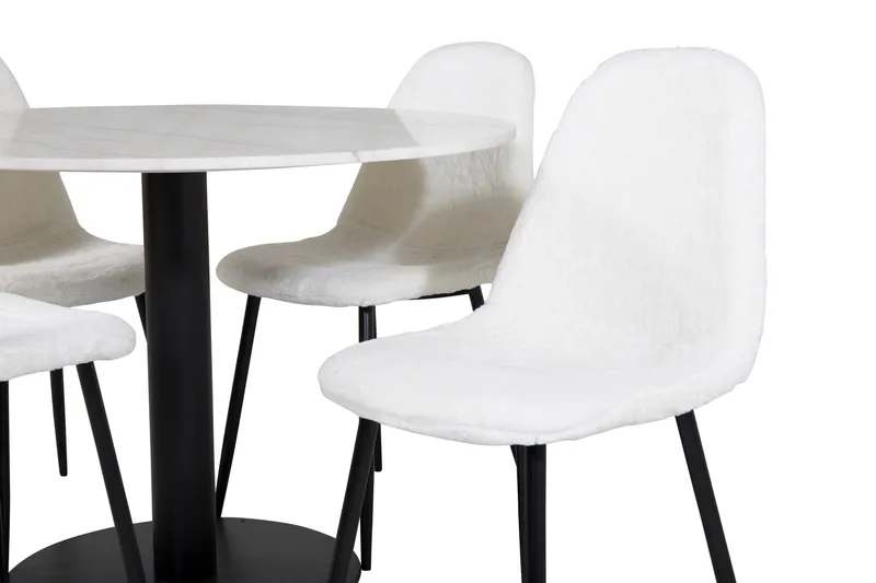 Admira Matgrupp 106 cm Rund inkl 4 Ypas Stolar - Marmor/Vit/Svart - Products - Möbler - Bord & matgrupp - Matgrupp