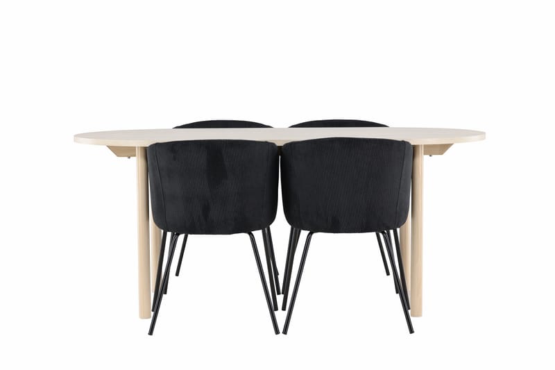 Andy Matgrupp 180 cm Oval med 4 Berit stolar - Whitewash/Svart - Products - Möbler - Bord & matgrupp - Matgrupp