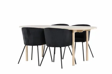 Andy Matgrupp 180 cm Oval med 4 Berit stolar - Whitewash/Svart - Products - Möbler - Bord & matgrupp - Matgrupp