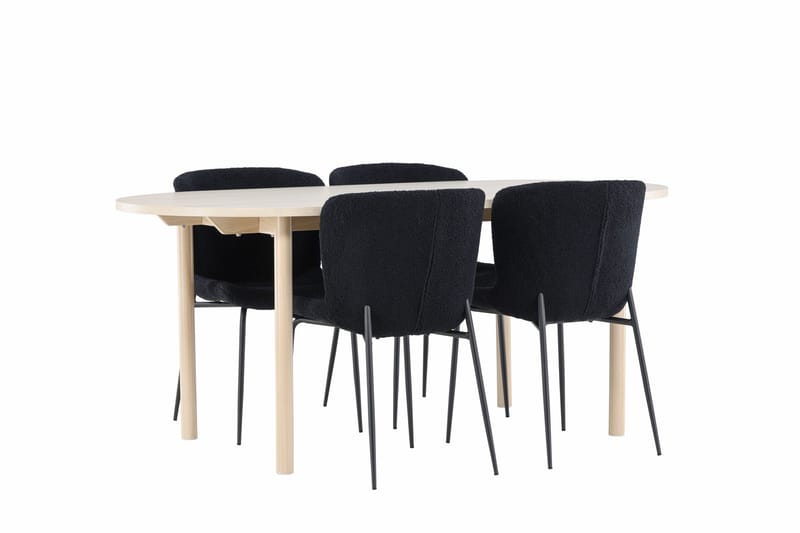 Andy Matgrupp 180 cm Oval med 4 Modesto stolar - Whitewash/Svart - Products - Möbler - Bord & matgrupp - Matgrupp