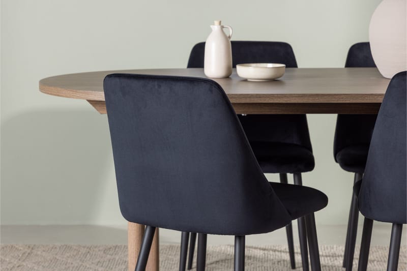 Andy Matgrupp 180 cm Oval med 4 Night stolar - Svart - Products - Möbler - Bord & matgrupp - Matgrupp