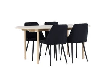Andy Matgrupp 180 cm Oval med 4 Night stolar - Whitewash/Svart - Products - Möbler - Bord & matgrupp - Matgrupp