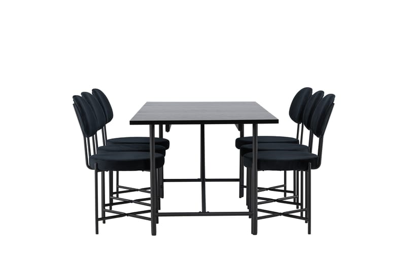 Astrid Matgrupp 200 cm Rektangulär med 6 Stella stolar - Svart - Products - Möbler - Bord & matgrupp - Matgrupp