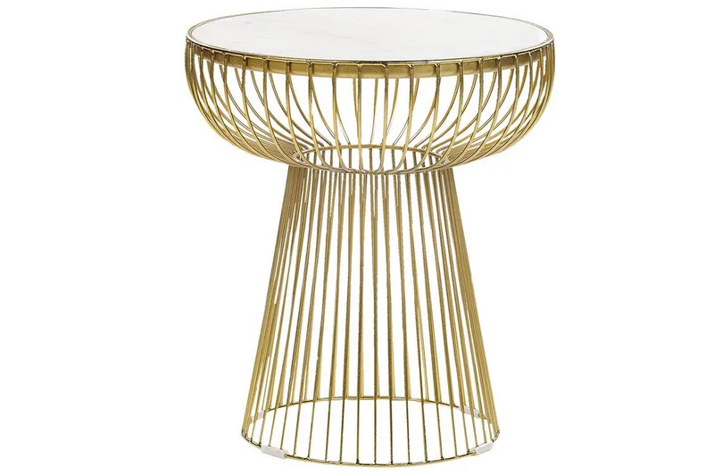 Cael Sidobord 42 cm, Vit/Guld