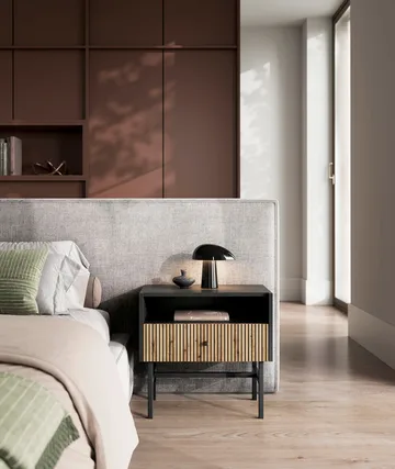 Francisca Sängbord 55 cm - Svart/Ek - Products - Möbler - Bord & matgrupp - Avlastningsbord & sidobord - Sängbord & nattduksbord