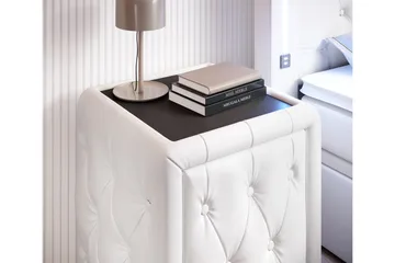 Franco Sängbord 58 cm med Förvaring Låda - Vit Konstläder - Products - Möbler - Bord & matgrupp - Avlastningsbord & sidobord - Sängbord & nattduksbord