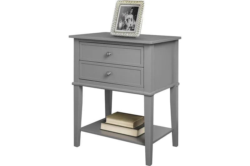 Franklin Sidobord 56 cm 2 Lådor Grå - Dorel Home - Products - Möbler - Bord & matgrupp - Avlastningsbord & sidobord - Brickbord & småbord