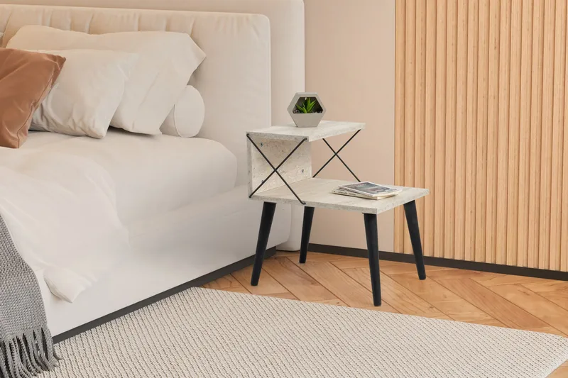 Kaysie Sängbord 50 cm - Svart/Marmor - Products - Möbler - Bord & matgrupp - Avlastningsbord & sidobord - Sängbord & nattduksbord