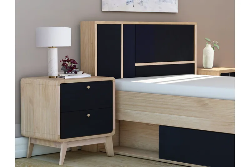 Olivet Sängbord 51 cm - Natur/Svart - Products - Möbler - Bord & matgrupp - Avlastningsbord & sidobord - Sängbord & nattduksbord